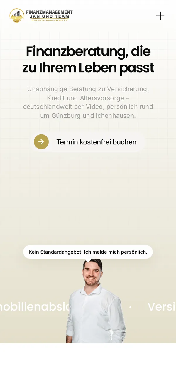 Website von Finanzberatung Abeska, am Telefon