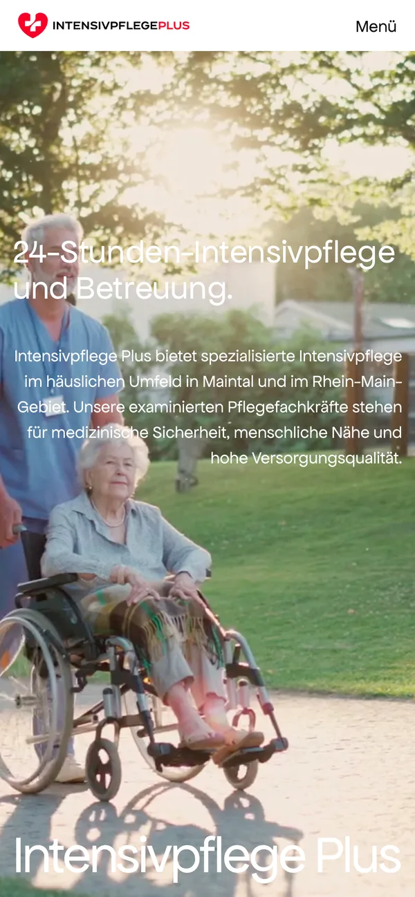 Website von Intensivpflege Plus, am Telefon
